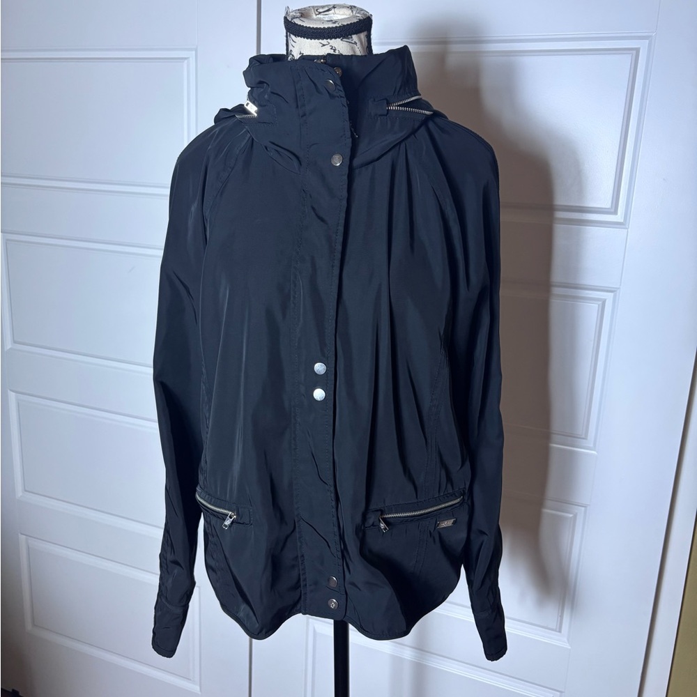 Abercrombie & Fitch Jacket Large Black Coat Hooded Wind Water‎ Resistant
